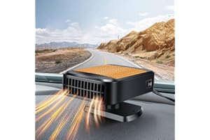 COMBLU Riscaldatore per auto, 12 V 200 W, riscaldatore portatile per auto, riscaldatore per auto con presa accendisigari, girevole a 360°, 2 in 1, riscaldamento rapido, sbrinamento sbrinatore per auto