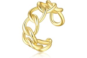 BFACCIA Bagues Plaquées Or ou Blanc Or 14K pour Femmes Bague Ouverte Bagues épais Réglables Minimalistes Cadeau pour Dame