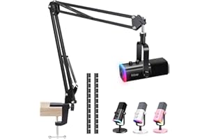 SUNMON Compatible con Fifine AM8 Boom Arm - Brazo de Metal para Micrófono, Brazo con Adaptador de 3/8 a 5/8 Pulgadas, Soporte de Micrófono K688 con Funda de Cable (Negro)