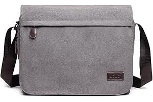 Kono Bolso Bandolera de Lona para Hombre, Vintage Bolsa de Mensajero Bolsillos Múltiples, Bolsa de Estudiante Bolsa de Ordenador Portátil de 13" Bolsa de Los Hombres Estudiantes Universitarios