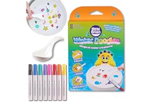 Little Brian Water Doodles with 8 Magic Water Pens, Art for Kids, Floating Drawings, Ceramic Spoon, Create Magical Water Creations, Temporary Art, Craft Kits for Kids