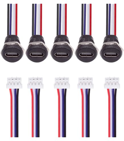 5 Connettori USB Tipo A Femmina A Saldare - CY - Montaggio A Pannello, Colore Verde
