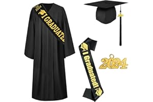 Raveparty Graduation Gown for Adults, Graduation Cap and Gown Set with Graduation Hat Graduation Sash 2024 Badge of Man Woman for Graduation Ceremony Take Group Photos