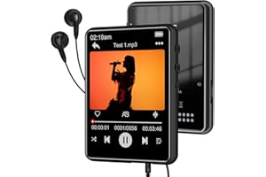 64GB MP3 Player with Bluetooth 5.3, ZAQE 2.4" Portable Digital Music Players with Speaker, Voice Recorder, FM Radio, E-Book, HiFi sound, Touch Screen, Support up to 128GB, Earphones Included