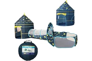 Benebomo Tunel de Juego Infantil, Tienda campaña Infantil, Carpa Infantil con túnel y Piscina de Bolas, Casa de Juegos 3 y 1 para niñas y niños, Almacenaje Plegable