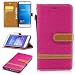 Produktbild Honor 6X flip case hülle,Fanryn Schutzhülle / Cover / Handyhülle / Etui für Huawei Honor 6X Farbe Spleiß Serie Cowboy Muster Schutzhülse Muster Design Folio Leder Tasche Case Hülle im Bookstyle mit Standfunktion Kredit Kartenfächer,Magnetverschluss Muster Handyhülle – Rose Rot