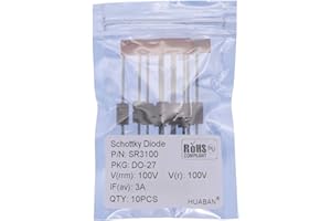HUABAN 10 pièces SR3100 (SB3100) diodes de redresseur de barrière Schottky 3A 100 V DO-201AD (DO-27) axiale 3 ampères 100 volts