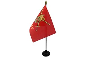 AZ FLAG - British Army Table Flag 4'' x 6'' - Army of United Kingdom Mini Desk Flag 100% Polyester 15 x 10 cm - Office Mini Banner with 10'' Pole - Golden Spear
