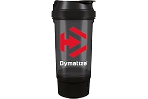 Dymatize Shaker de Proteínas 500 ml con Compartimento para Suplementos – Antigrumos con Filtro – A Prueba de Fugas, Apto para Lavavajillas, Sin BPA ni DEHP