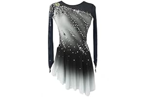 LIUHUO Figure Skating Dress Girls Women Elegant Gradient Quality Crystals Competition Skate Skirt