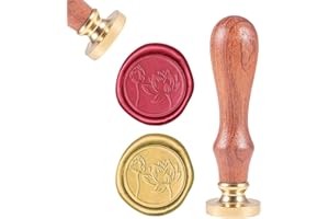 CRASPIRE Sello de Sello de Cera, Sellos de Cera de Sellado Loto Chino Flor Retro Sello de Madera Sello de Cera 25mm Desmontable Sello de Latón Mango de Madera para Sobres Invitaciones Boda Adorno