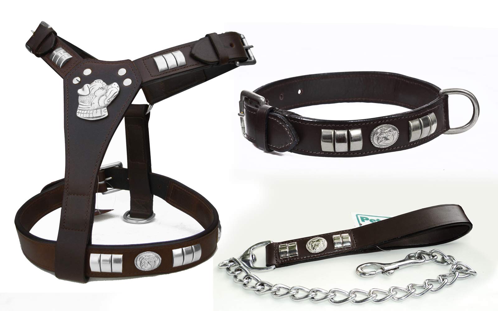 Aces Equine STAFF STAFFIE STAFFORDSHIRE BULL TERRIER DOG HARNESS, COLLAR AND CHAIN LEAD SET Aces Equine STAFF STAFFIE STAFFORDSHIRE BULL TERRIER DOG HARNESS, COLLAR AND CHAIN LEAD SET