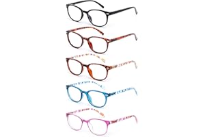 EFE Gafas Presbicia Mujer Hombre Gafas de Lectura Valor Pack 5 Hombre Mujer Unisex con Diseño de Patrón de Templo de Moda Buena Vision Anti Luz Azul Calidad Bisagras de Resorte Lectores