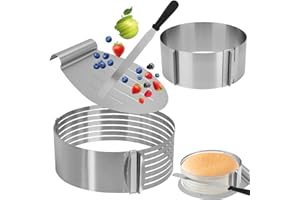 Yuragim Affettatorte Regolabile, Torta dell'Acciaio Inossidabile Anello Taglierina, Regolabile Anello per Torta, 4 PCS Anello Torta Kit, Anello Taglia Torte Regolabile per fette di Pane, Mousse