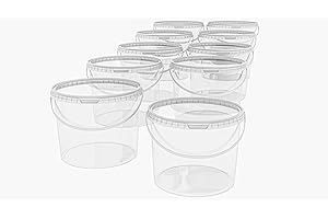 ‎MARMOS-PLAST MARMOS-PLAST 10 x 10 Liter Eimer Set transparenter Kunststoffeimer mit Deckel stapelbarer Milch-/Vorratseimer Honigeimer Behälter Lebensmittelfreigabe Lebensmittelechte Leereimer für Mehl Wassereimer