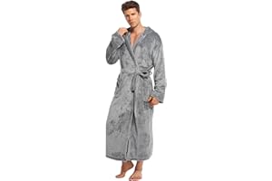 North Bund Peignoir De Bain Pour Homme Robe De Chambre Flanelle Longue Super Doux Chaud Luxe Tissu Kimono Hivers Noël Avec Capuche Ceinture Voyage Sauna Idéal Cadeau
