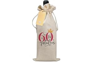 Bliceon 60th Birthday Gift Wine Drawstring Bag, Decorative Wine Bag with Witty Quotes, 60th Birthday Gift for Women, Unique Birthdays Gifts for Mum, Wife, Girlfriend, Sister, Colleague