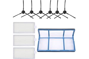 HALIEVE Filter Bürste Ersatzteile Zubehör Set für ILIFE ZACO V3 V3s V5 V5s V5s Pro Staubsauger Roboter (6 Seitenbürsten + 3 HEPA Filter + 1 Primärfilter)