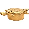 Purpledip Rare Collection Tortoise Turtle Shaped Sindoor Kumkum Box: Brass Dabbi For Home Temple Mandir (10917)