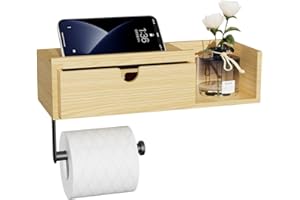 HapiRm Toilet Roll Holder - Toilet Paper Holder with Drawer Storage Self, Space-Saving Bathroom Self Adhesive Paper Storage, Wall Mounted Box with Shelf for Bathroom