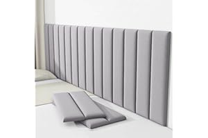 AEOVOT Upholstered Wall Panels 23x70cm, 3D Anti-Collision Wall Padding, Self-Adhesive Wall Padding for Bed, Tatami Wall Stickers for Bedrooms, Children's Room Dance Club(Dark Gray,10 pcs)