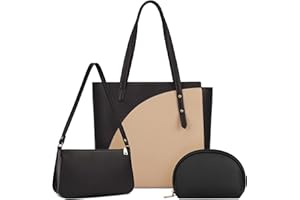NEWHEY Bolso Mujer Conjunto 3 Piezas Bolso de Hombro Mujer Cuero PU Bolsos de Mano Impermeable Elegante Shopper Totes Bolsos Cosméticos Caqui Negro