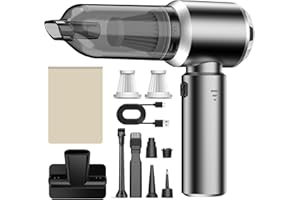 LUDUNBUY Handstaubsauger, 26000Pa Mini Akku Staubsauger Kabellos 4-In-1 Autostaubsauger 6000mAh 3-Gang Elektrische Staubgebläse für Auto, Küche, Büro, Haus, Camping, Tierhaare, Sofa, Tastaturen (Grau)