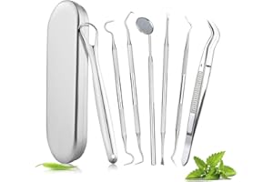 AOIBEELY Igiene Dentale Kit Rimuovi Tartaro Denti - 7 Pezzi Pulizia Sbiancamento, Ablatore in Acciaio Inossidabile con Scatola di Immagazzinaggio