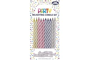 EUROWRAP Clairefontaine 12834-MAGIC - Juego de 10 velas mágicas (que se iluminan en el infinito) y 10 portavelas, colores surtidos