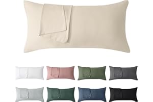 ‎JELLYMONI Jellymoni Kissenbezug 30x50 Baumwolle 2er Set Kissenbezüge Beige Oeko-Tex aus 100% Gewaschene Baumwolle Kopfkissenbezug mit Verstecktem Reißverschluss Weich 2 Stück Kissenhülle für Kissen 30x50cm