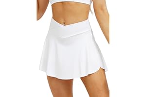 HAWILAND Women Tennis Skirt Athletic Skirts with Shorts Pleated Skirt with 2 Pockets V Waist Skort Workout Golf Skorts