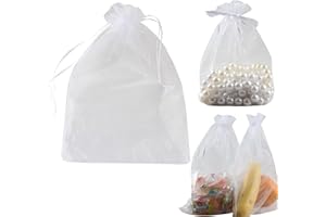 Reccisokz 50 Piezas de Organza y Bolsas de Regalo para Bodas (Blanco)