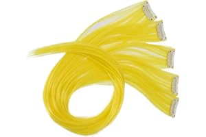 CAISHA by PRETTYSHOP 60cm 5 Parti Colorato Ciocca Meches Clip In Extension Extension Per Capelli Lisci Capelli Lunghi Parrucchino Giallo BST121