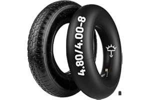 ‎PARTSEE 1 Set Schubkarrenrad 4.80/4.00-8 mit Schlauch, 250 kg Tragkraft, Stollenprofil Rad Luftrad 400x100mm für Schubkarre Gartenwagen Bauschubkarre Transportwagen