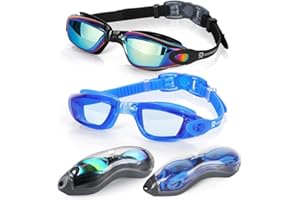 RIOROO RIORIO okulary pływackie, okulary do pływania, ochrona przed promieniowaniem UV, przeciwmgielne z szerokimi soczewkami, silikonowe uszczelki do basenu dla mężczyzn, kobiet