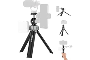 NEEWER Mini metalowy statyw do aparatu z głowicą kuli 360° 3 Cold Shoe Attacks, 1/4" Statyw stołowy ze śrubą Kompatybilny z Gopro DJI Insta360 iPhone 15 14 Pro Max Canon Sony, TP31