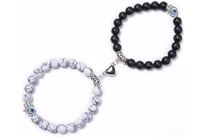 MEENAZ Couple bracelets for girls boys boyfriend girlfriend propose proposal Heart Magnetic Stainless Steel Bracelets Chain f