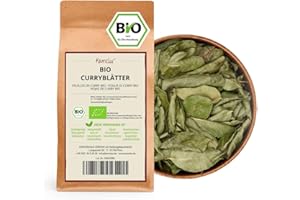 Kamelur BIO feuilles de curry séchées & entières - feuilles de curry BIO issues de la cueillette sauvage, curry leaves sans additifs - feuilles de curry BIO dans un emballage biodégradable - 250g