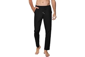 Sykooria Pantalones Hombre Casuales Lino y Algodón Pantalon Chandal Hombre Largo con Ajustable Cordón Pantalones Deportivos Hombres Cintura Elástica con Bolsillos