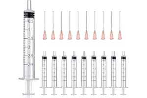PRIMETEQ Pack of 10pcs x 3ml syringe and 10 x cannula syringe set with blunt needles, various sizes: 1 ml, 3 ml, 5 ml, 10 ml, 20 ml, 30 ml, 60 ml, for hobby and DIY, individually sterile packed