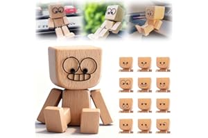 ‎GENERISCH Generisch Schüttelnde Holzmann-Figur, 2025 Neu Charmante kleine Holzfigur, mit 12 Magnetic Expressions, Shaking Wooden Man Figure for Car Dashboard, Funny Cars Ornaments Wood Desktop Decor (02#)