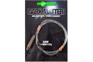 Korda Dark Matter Leader Heli Clear 30lb 1m | Fused Carp Fishing Leader with Tungsten Insert | Helicopter and Chod Rig Setup