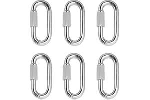 GNCLOUD 6Pcs Quick Link Chain M6 Chain Connector Link Stainless Steel Carabiner Clip Heavy Duty, for Outdoor Hiking Hammocks Swings Rope Marine Hardware Keychain Buckle (Max 350kg)