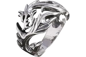 KONFEN Anillos Hombres, Vikingo Ajustable Tallada Anillos para Hombres Anillo, Vintage Hip Pop Anillos Abiertos Gothic Punk Clásico Unique Texture Jewellery, Silver