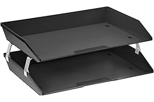 Acrimet Facility Bac à Courrier à 2 Niveaux/Charge Latérale A4, Organiseur de Bureau, en Plastique (Couleur Noir)