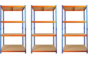 TRADE PRICE DEALS 3 BAY DEAL 4 Tier Extra Heavy Duty Racking Warehouse Storage Industrial Garage Metal Shelving Units 300kg Per Shelf (180 x 90 x 45cm)