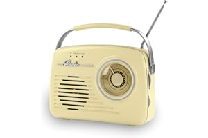 EASYmaxx Designerskie radio | przenośne radio w modnym stylu retro z lat 50. | z technologią Bluetooth®, gniazdem na karty SD, przyłączem USB i AUX oraz wyjściem słuchawkowym | stylowy element