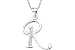 VIKI LYNN Collier Pendentif Lettre Initial en Mon Collier Prénom DIY Les Noms avec Les Lettres! - Idée Cadeau pour Vos Amis - Argent Fin 925 et Oxyde de Zircon Serti (Lettre A)