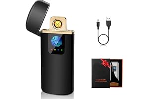 ASANMU Accendino Elettrico, Accendino USB Ricaricabile Antivento Elettronico USB Ricaricabile Accendino Indicatore della Batteria per Candele Cucina Barbecue, Regalo per la Festa del Papà,Lui/Lei,Uomo