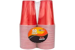 BEST HOUSE ANOTHER FINE PRODUCT BH | Red Plastic Cups | 16oz | 470 ml | 50-Pack | Party Cup, Drinking Cup for Party, Events, Everyday, Christmas, Games, Wedding and Picnics, Reusable & Recyclable Drinking Red Cups - by Best House
